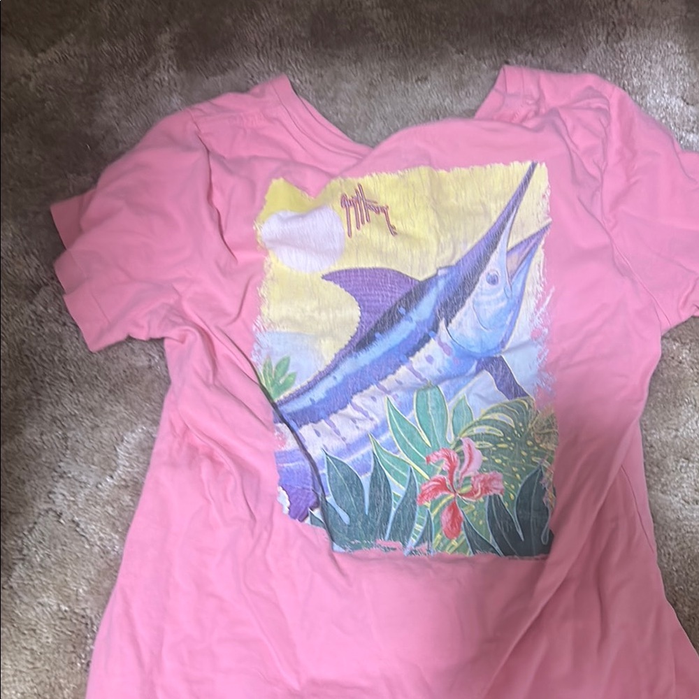 Guy Harvey Pink Short Sleeve Tee with Marlin Design